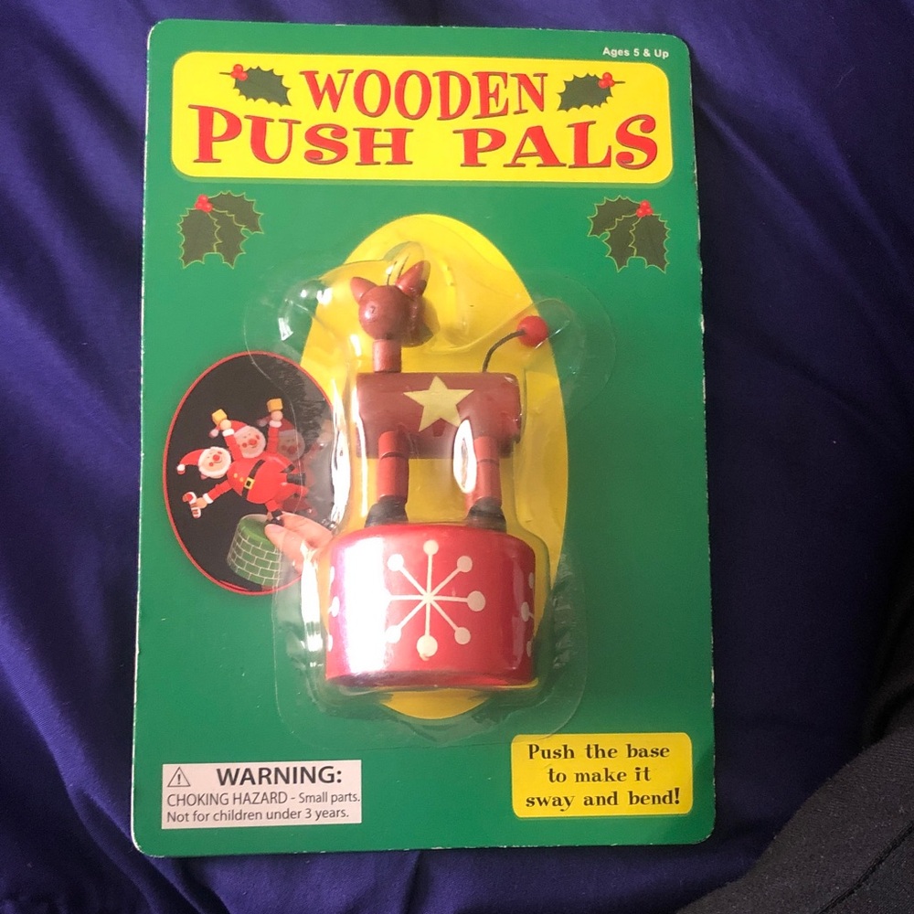Wooden Push Pals Reindeer Toy - Red and Brown